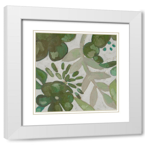 Greenery III White Modern Wood Framed Art Print with Double Matting by Zarris, Chariklia