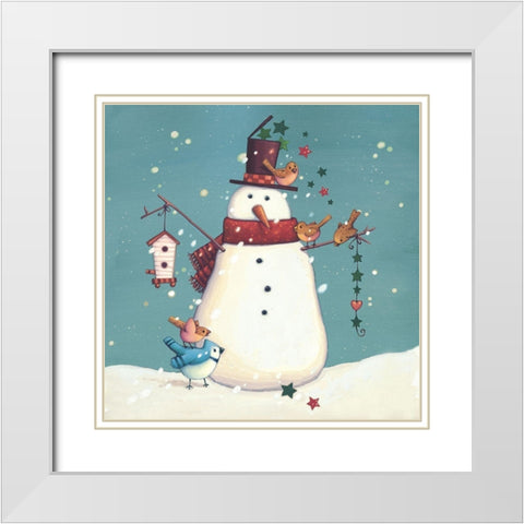 Folk Snowman I White Modern Wood Framed Art Print with Double Matting by Eisner, Viv