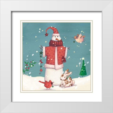 Folk Snowman II White Modern Wood Framed Art Print with Double Matting by Eisner, Viv
