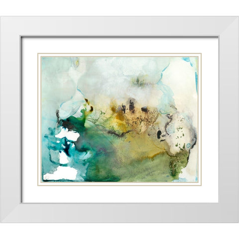 Organic Abstract White Modern Wood Framed Art Print with Double Matting by Bramma, Lila