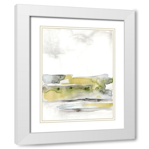 Organic Seascape Green I White Modern Wood Framed Art Print with Double Matting by Bramma, Lila