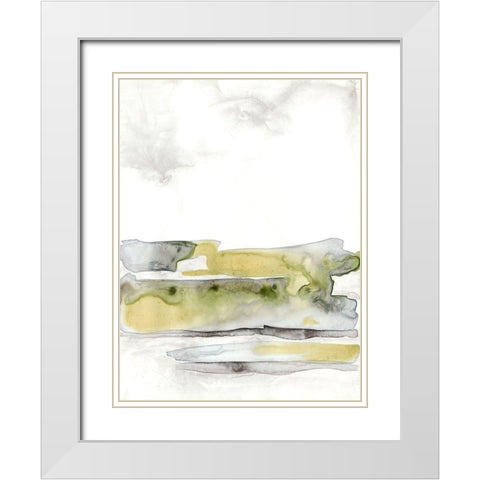 Organic Seascape Green I White Modern Wood Framed Art Print with Double Matting by Bramma, Lila