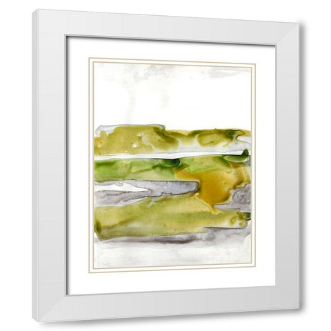 Organic Seascape Green II White Modern Wood Framed Art Print with Double Matting by Bramma, Lila
