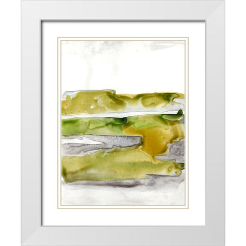 Organic Seascape Green II White Modern Wood Framed Art Print with Double Matting by Bramma, Lila