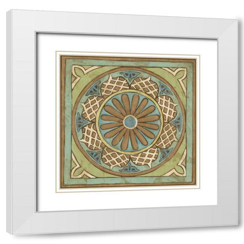 Ornamental Tile I White Modern Wood Framed Art Print with Double Matting by Zarris, Chariklia