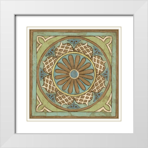 Ornamental Tile I White Modern Wood Framed Art Print with Double Matting by Zarris, Chariklia