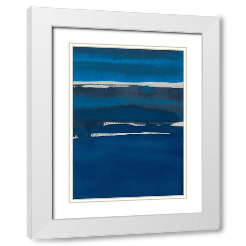 Sapphire Horizon I White Modern Wood Framed Art Print with Double Matting by Delamater, Rob