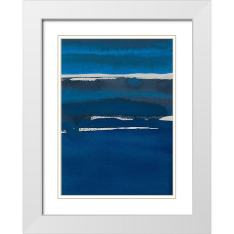 Sapphire Horizon I White Modern Wood Framed Art Print with Double Matting by Delamater, Rob