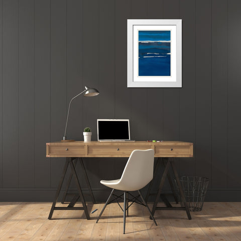 Sapphire Horizon I White Modern Wood Framed Art Print with Double Matting by Delamater, Rob