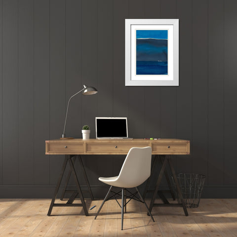 Sapphire Horizon II White Modern Wood Framed Art Print with Double Matting by Delamater, Rob