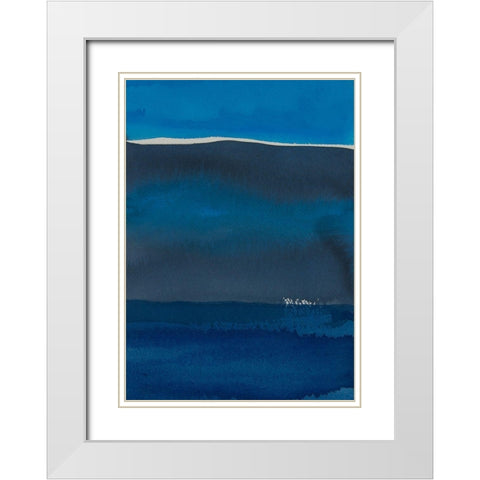Sapphire Horizon II White Modern Wood Framed Art Print with Double Matting by Delamater, Rob