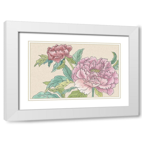Peony Blooms I White Modern Wood Framed Art Print with Double Matting by Wang, Melissa