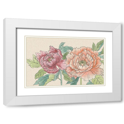 Peony Blooms IV White Modern Wood Framed Art Print with Double Matting by Wang, Melissa