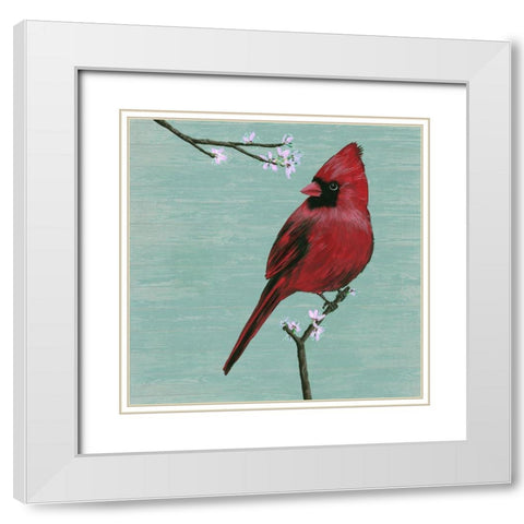 Bird and Blossoms II White Modern Wood Framed Art Print with Double Matting by Wang, Melissa