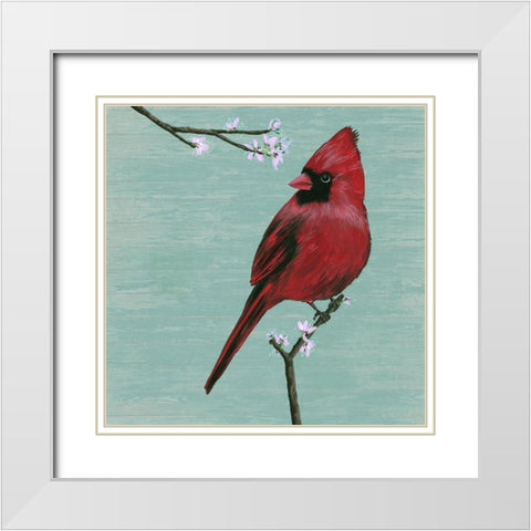 Bird and Blossoms II White Modern Wood Framed Art Print with Double Matting by Wang, Melissa