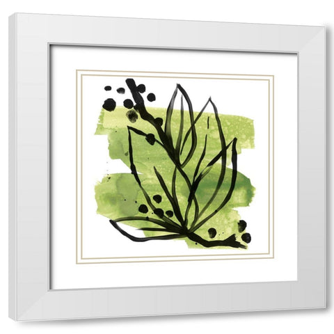 Tropical Sumi-e II White Modern Wood Framed Art Print with Double Matting by Vess, June Erica