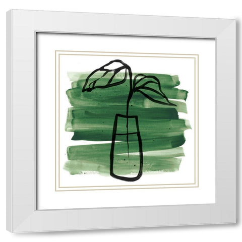 Tropical Sumi-e III White Modern Wood Framed Art Print with Double Matting by Vess, June Erica