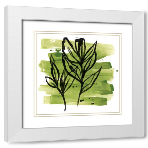 Tropical Sumi-e VI White Modern Wood Framed Art Print with Double Matting by Vess, June Erica