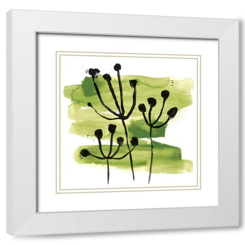 Tropical Sumi-e VIII White Modern Wood Framed Art Print with Double Matting by Vess, June Erica