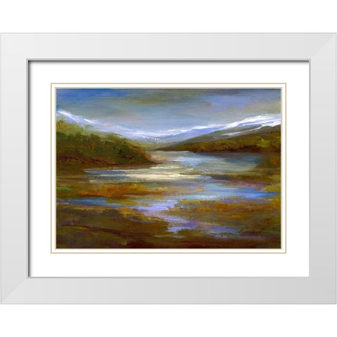 Mountain Stream White Modern Wood Framed Art Print with Double Matting by Finch, Sheila