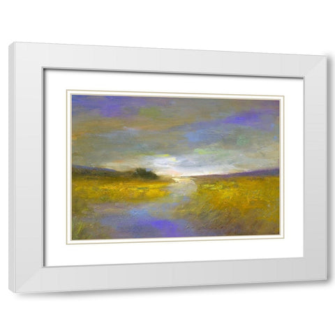 Mustard Fields at Dusk White Modern Wood Framed Art Print with Double Matting by Finch, Sheila
