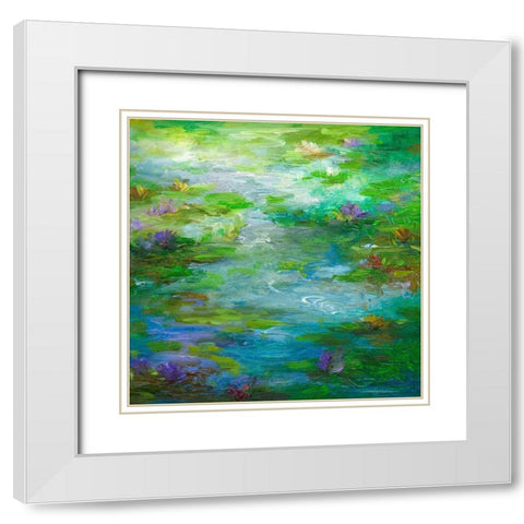 Water Lily Pond #1 White Modern Wood Framed Art Print with Double Matting by Finch, Sheila