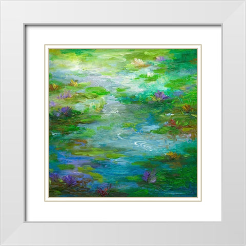 Water Lily Pond #1 White Modern Wood Framed Art Print with Double Matting by Finch, Sheila