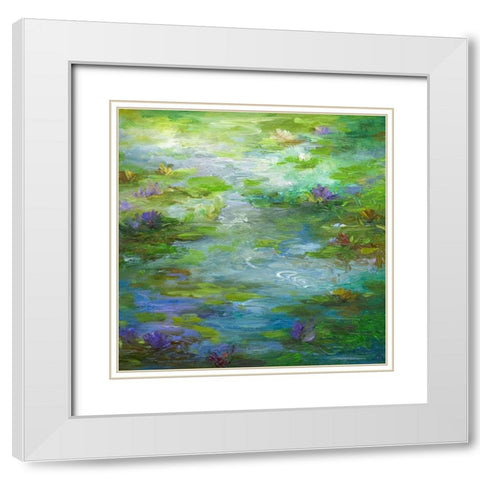 Water Lily Pond #1 White Modern Wood Framed Art Print with Double Matting by Finch, Shiela
