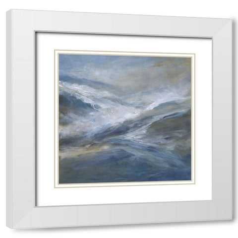 January Seas White Modern Wood Framed Art Print with Double Matting by Finch, Sheila