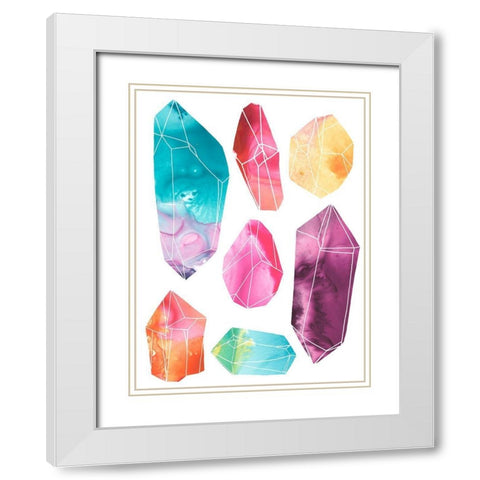 Prism Crystals I White Modern Wood Framed Art Print with Double Matting by Vess, June Erica