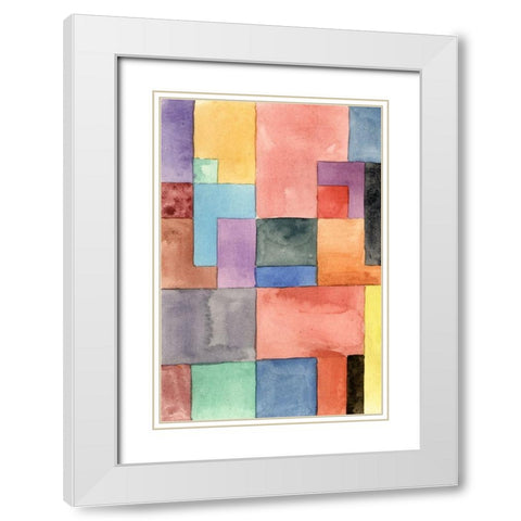 Primary Blocks I White Modern Wood Framed Art Print with Double Matting by Wang, Melissa