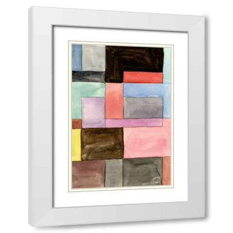 Primary Blocks II White Modern Wood Framed Art Print with Double Matting by Wang, Melissa