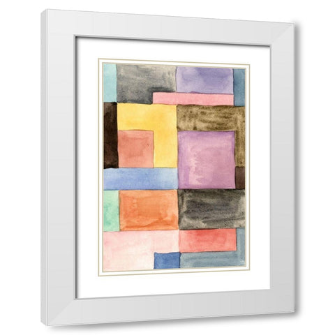 Primary Blocks III White Modern Wood Framed Art Print with Double Matting by Wang, Melissa