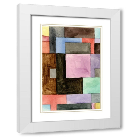 Primary Blocks IV White Modern Wood Framed Art Print with Double Matting by Wang, Melissa
