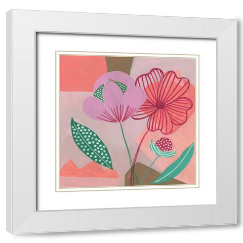 Dancing Bouquet I White Modern Wood Framed Art Print with Double Matting by Wang, Melissa