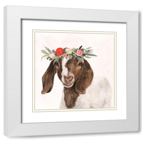 Garden Goat II White Modern Wood Framed Art Print with Double Matting by Borges, Victoria