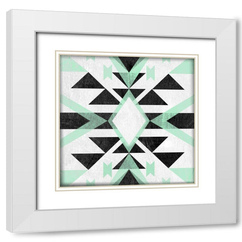 Modern Aztec Motif I White Modern Wood Framed Art Print with Double Matting by Vess, June Erica