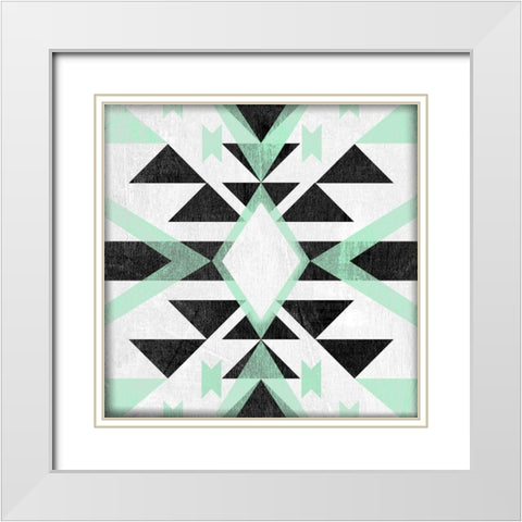 Modern Aztec Motif I White Modern Wood Framed Art Print with Double Matting by Vess, June Erica