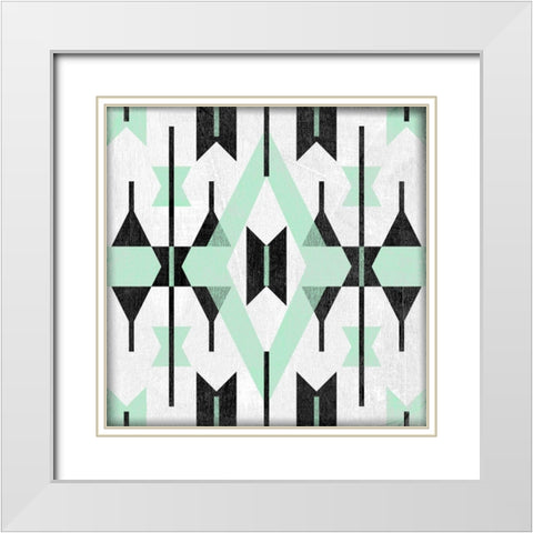 Modern Aztec Motif III White Modern Wood Framed Art Print with Double Matting by Vess, June Erica