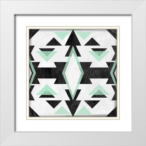 Modern Aztec Motif IV White Modern Wood Framed Art Print with Double Matting by Vess, June Erica