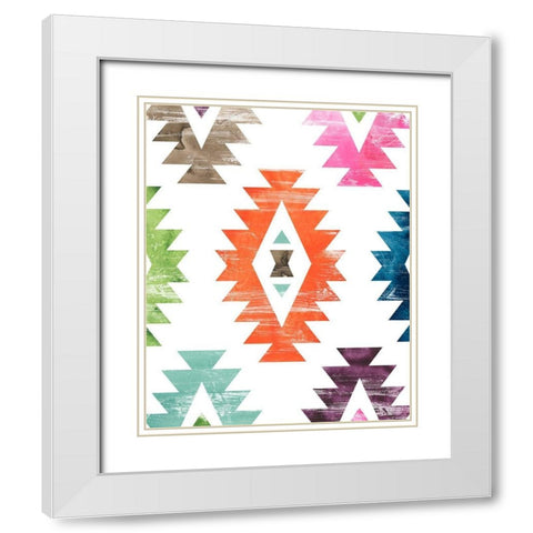 Aztec Brights IV White Modern Wood Framed Art Print with Double Matting by Vess, June Erica