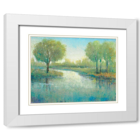 Winding River II White Modern Wood Framed Art Print with Double Matting by OToole, Tim