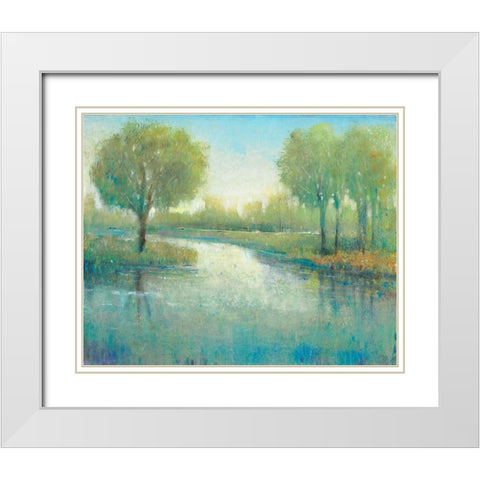 Winding River II White Modern Wood Framed Art Print with Double Matting by OToole, Tim