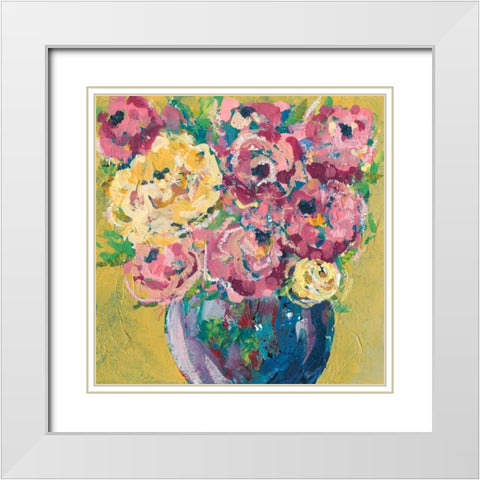 Chaos Floral V White Modern Wood Framed Art Print with Double Matting by Moore, Regina