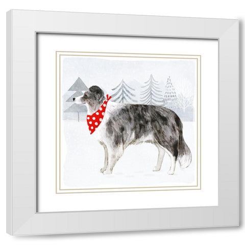 Christmas Cats and Dogs IV White Modern Wood Framed Art Print with Double Matting by Borges, Victoria