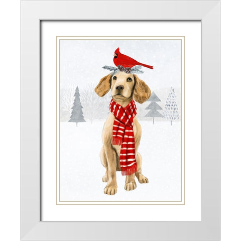 Christmas Cats and Dogs V White Modern Wood Framed Art Print with Double Matting by Borges, Victoria