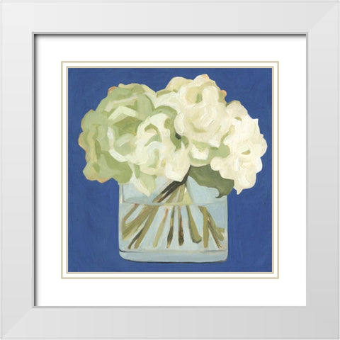 Custom White Hydrangeas II White Modern Wood Framed Art Print with Double Matting by Scarvey, Emma