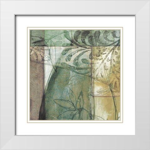 Non-Embld. Stained Glass Garden II White Modern Wood Framed Art Print with Double Matting by Goldberger, Jennifer