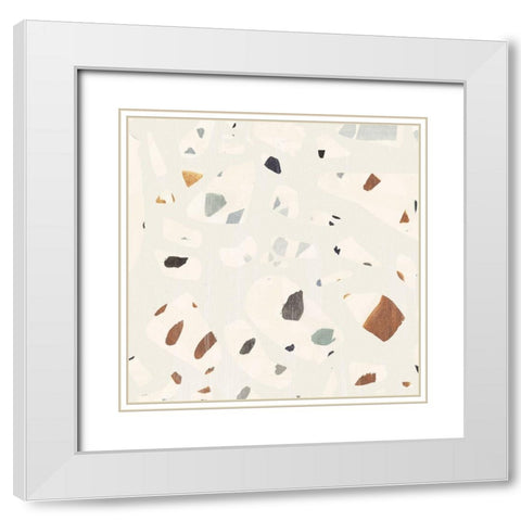 Abstract Terazzo II White Modern Wood Framed Art Print with Double Matting by Borges, Victoria