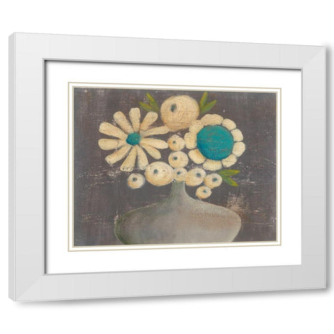 Crackled Bouquet I White Modern Wood Framed Art Print with Double Matting by Moore, Regina